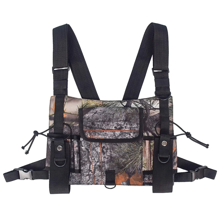 Хорошо Видимый светоотражающий жилет для охоты на открытом воздухе, нагрудный ремень для радио, передняя сумка, чехол-кобура, жилет, сумка для рации - Цвет: Camouflage