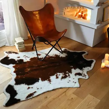 

New Arrival Cow Animal Print Carpet Chair Throw Rug Anti-slip Living Room Lounge Mat Decor