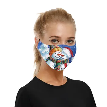 

10PCS Christmas Face Mask Santa Snowman Elk Cartoon Face Cover Washable Reusable Adult Mask Xmas Mascarilla Reutilizable Masque
