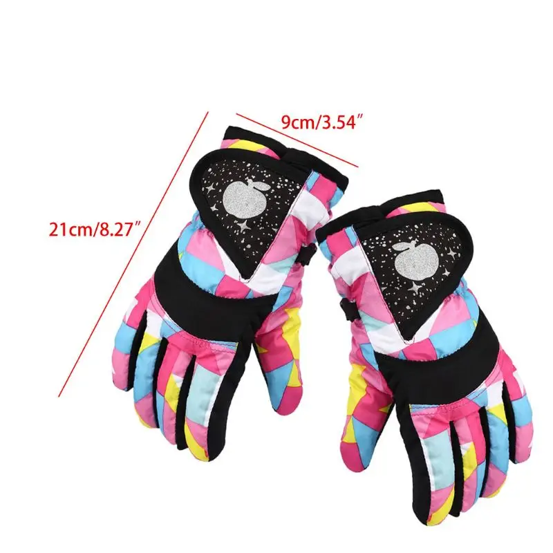 Waterproof Winter Skiing Snowboarding Gloves Warm Mittens For Kids Full-Finger Gloves Strap for Sports, Skiing, Cycling