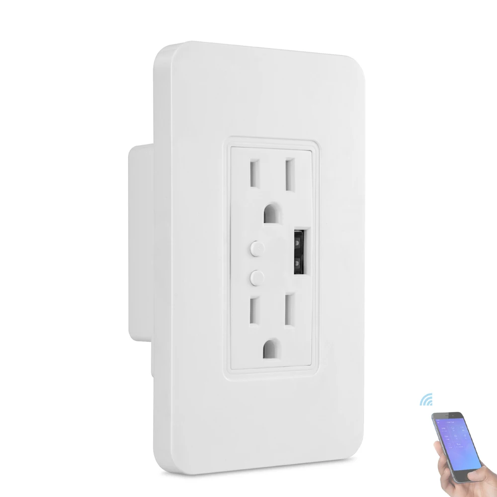

Tuya Smart Life 5V 2.4A USB Port Smart In Wall Outlet Socket WiFi 120 type APP voice control by Google Assistant Alexa