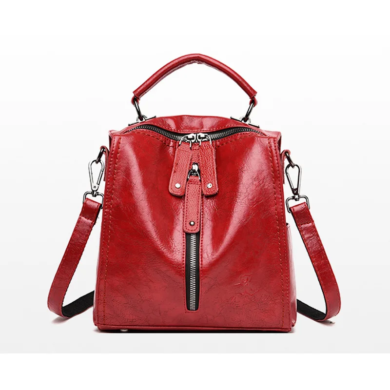 Leather Luxury Handbags Women Bags Designer Handbags Ladies Shoulder Hand Bags For Women Large Casual Tote Sac Bolsa - Цвет: Красный