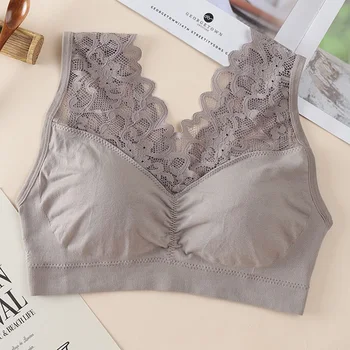 

1pc Women Lace Without Steel Ring Active Bra Sports Daily Solid Wrapped Chest Tube Top Casual Summer Underwear Soft Padded