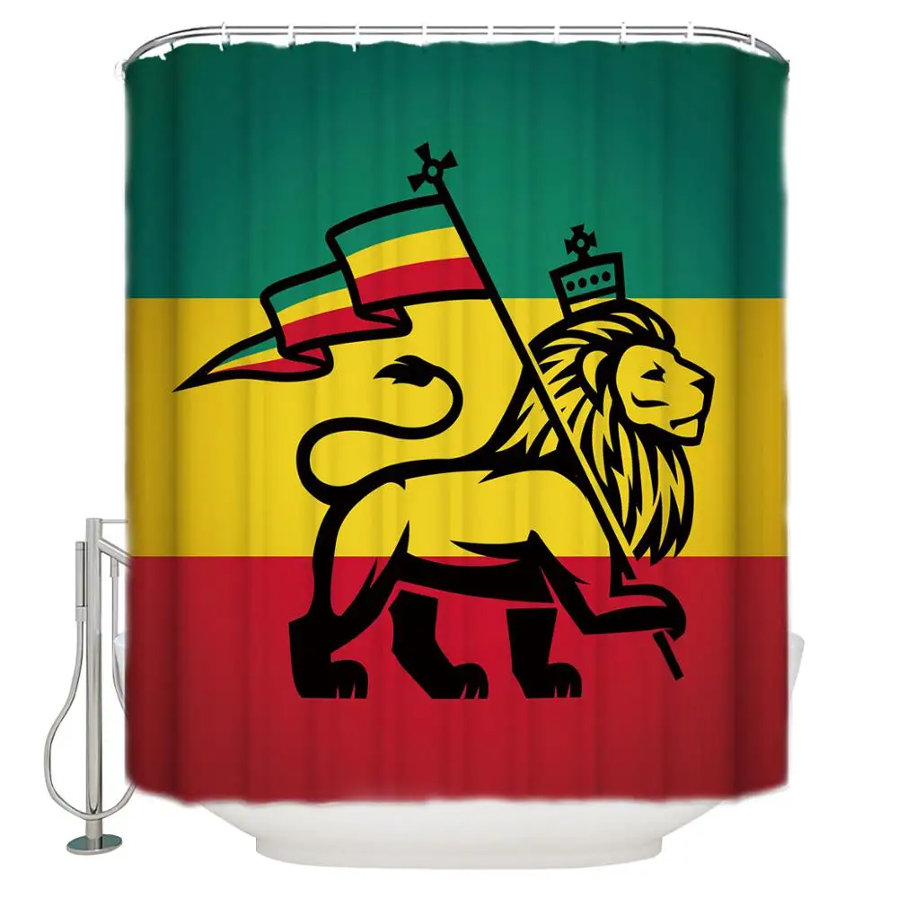 Rasta душевая занавеска Иуда Лев с флагом растафари король джунгли регги тема