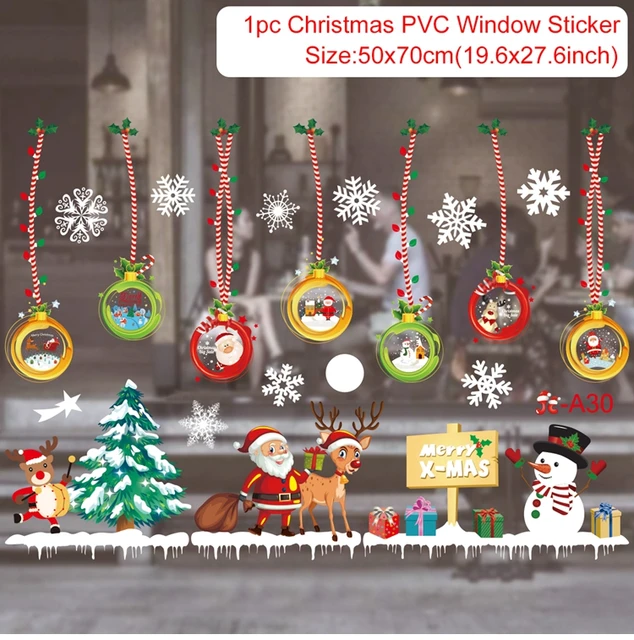 Christmas Window Stickers Merry Christmas Decorations For Home Christmas Wall Sticker Kids Room Wall Decals New Year Stickers 18
