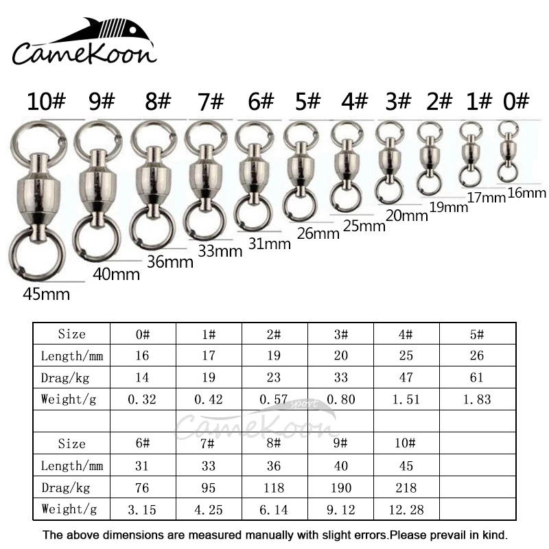 CAMEKOON 50 шт. нержавеющая сталь рыболовные rolling barrel Вертлюги разъем 0#-10# Мульти Размеры Морская Рыбалка Аксессуары Инструмент