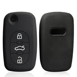 Durable Silicone Car Key Fob Cover - Flip Folding Remote Key Protector (Black)