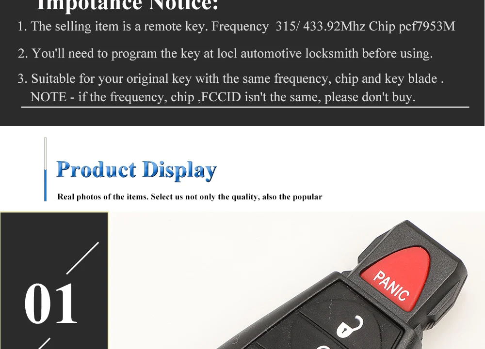 Keyforkess GQ4-53T 433MHz 4A Chip Fobik Remote Car Key fob per Dodge RAM Jeep Cherokee Sport KL Chrysler Town & Country 2014 - H94d6f6bad4464ce19faecfdda7ac0dd6B