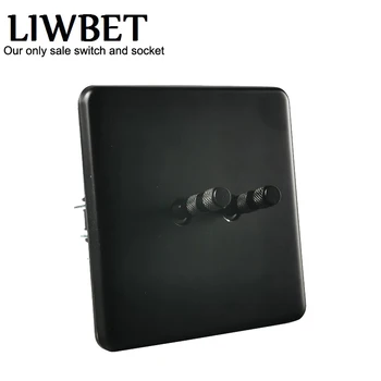 

EU standard wall switch and black color 2 Gang 2 way light switch with metal Panel，can used EU standard round wall box