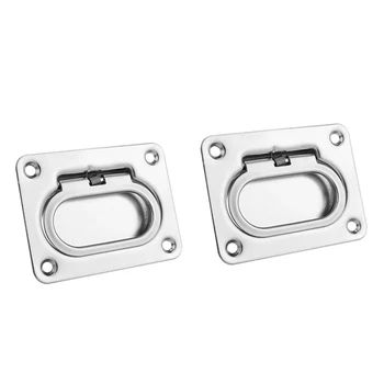 

2PCS 304 Stainless Steel Cabinet Pull Ring Durable Hardware Recessed Hatch Spring Flush Silver Handle Boat Marine Locker Stainle