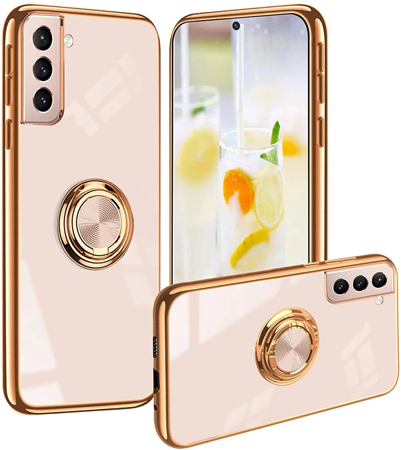 Luxury Ring Case For Samsung Galaxy S21 Plus Note 20 Ultra 10 S21Plus S21Ultra Note20 Note10 Soft Silicone Cover Holder Stand