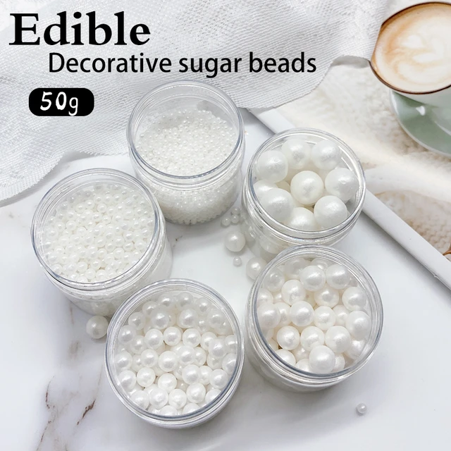 Edible White Beads Pearl Sugar Ball Fondant DIY Cake Baking Sprinkles Sugar  Candy Ball Wedding Cake