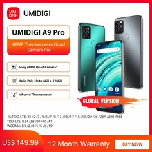 UMIDIGI – SmartPhone A9 Pro débloqué, Version globale, 6 go de ram, 128 go de rom, Quad caméra 48mp, Selfie 24mp, Helio P60, écran FHD + de 6.3 pouces 