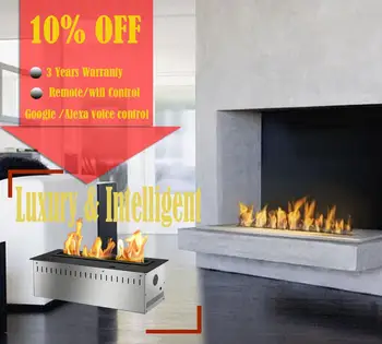 

Inno living fire 48 inch indoor ethanol burner Alexa Voice control stainless steel ethanol fireplace