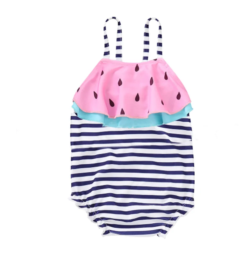 Toddler Infant One Beachwear Striped Watermelon Baby Girl Swimsuit Bandage Bikini Swimwear Backless Baby Cute Bathing Suit SA-8
