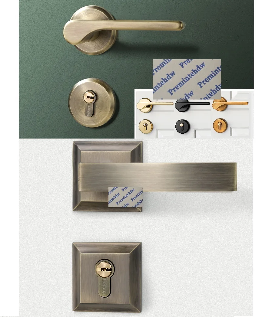  Matte Black Bronze Gold Copper Interior Bedroom Door Round Square Rosette Lock Set Lockset Zinc All - 32384282737