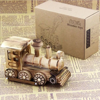 

Creative DIY Simulation Train Craft Ornaments Wooden Locomotive Figurines Handicraft Home Decoration Children's Toy Gift Zabawki