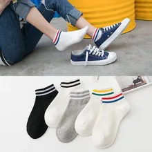 Летние весенние женские повседневные Простые дышащие носки с буквенным принтом классические полосатые короткие носки в стиле Харадзюку из хлопка ретро модные короткие носки