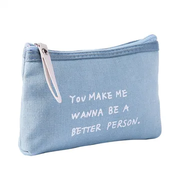 

Female Cosmetic Bag Simple Style Letter Fabric Multi-functional Makeup Storage Bag Zipper Purse Multiple Colors!