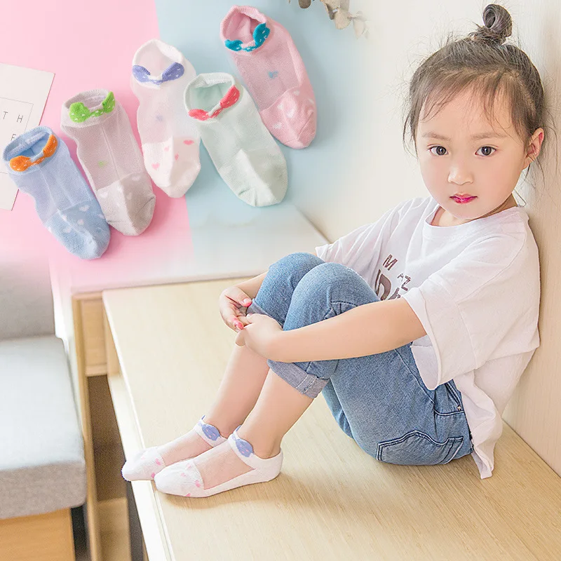 CHILDREN'S Socks Mesh Summer Thin Section Middle And Large Breathable Pure Cotton No-show Socks Small Short Socks Child No-show