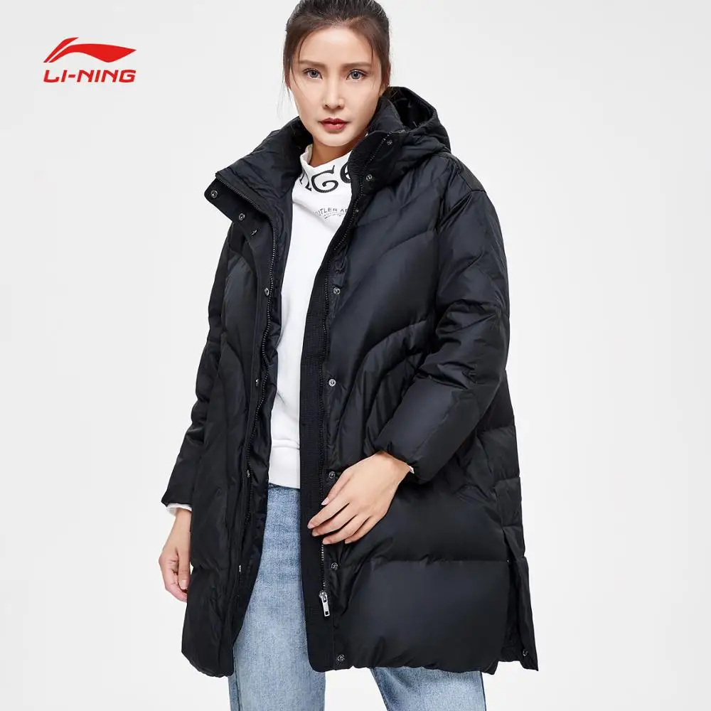 Li Ning женское Трендовое пальто средней длины 70% белый утиный пух