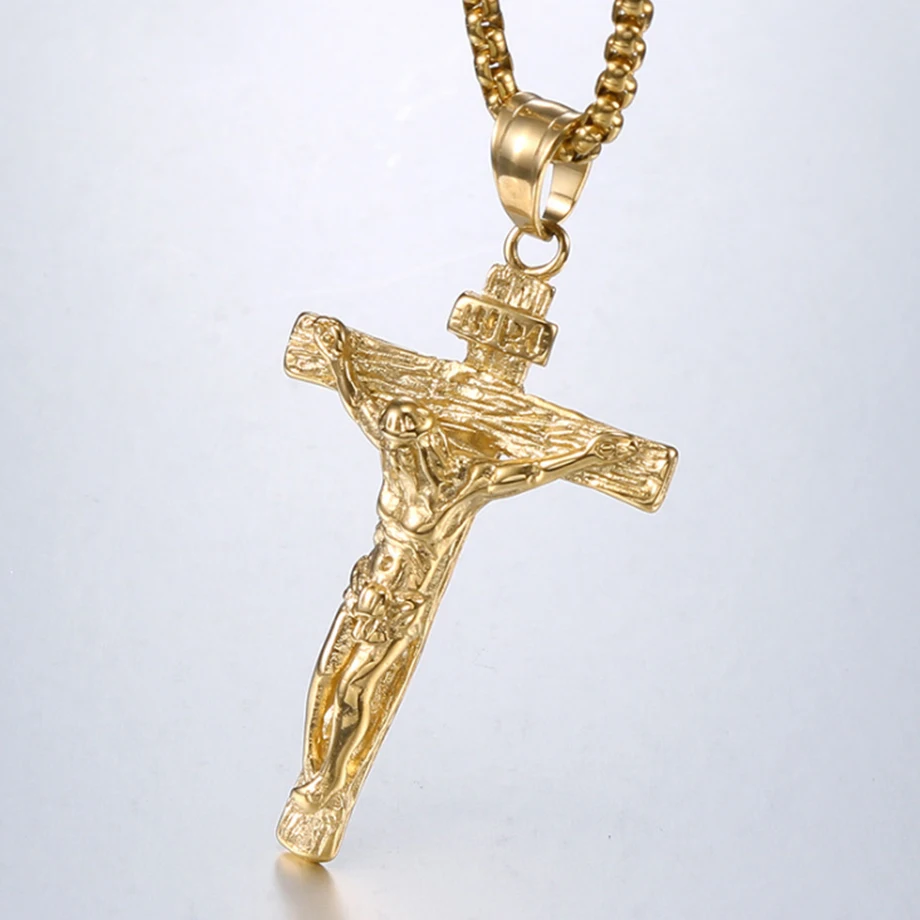 Crucifix Jesus Christ Men Jewelry Gold 