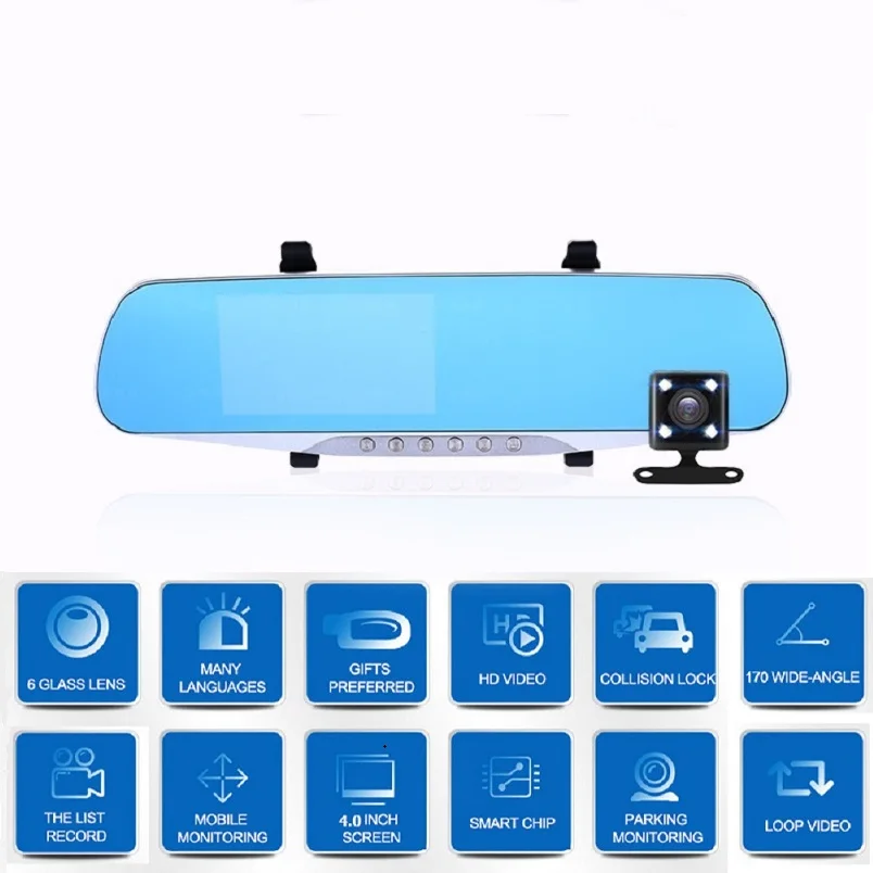 

Car DVR 4.3" Full HD 1080P Dual Camera Lens 170D Angle Video Recorder Camcorder Dash Cam Registrator Night Version DashCam
