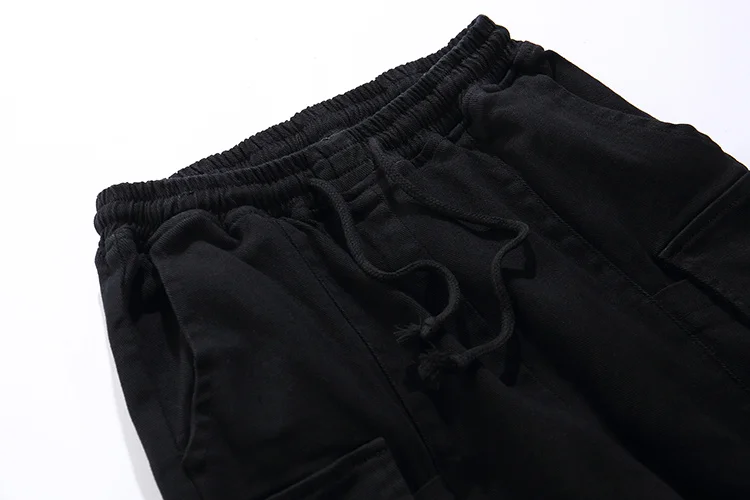 Модные повседневные мужские черные спортивные штаны высокого качества с завязками в стиле хип-хоп, мужские уличные повседневные брюки