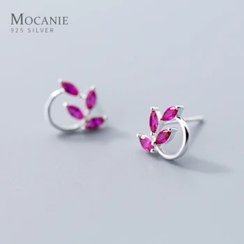 

Mocanie 3 Color Style Crystal Tree Branches Round Real 100% 925 Sterling Silver Anti-Allergy Stud Earring for Women Fine Jewelry