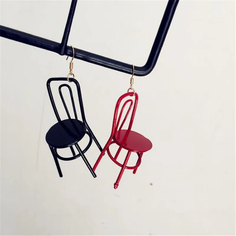

DIY Hand Made Funny Cartoon Retro Chair Dangle Earrings for Women Drop Earrings Brand Jewelry Interesting Earrings
