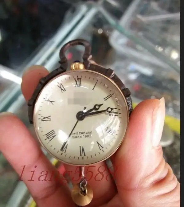 Tua Cina Kuningan Kaca Saku Ball Clock 