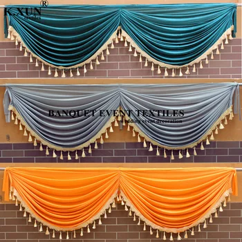 

Sold By Meter Tassel Ice Silk Drape Curtain Backdrop Top Swag For Stage Background Photo Booth Event Party Decoration