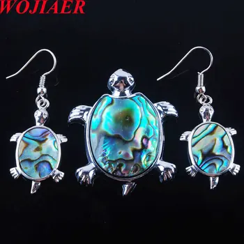 

WOJIAER Natural New Zealand Abalone Shell Pearl Turtle Beads Pendant Earrings Set Jewelry PQ3039