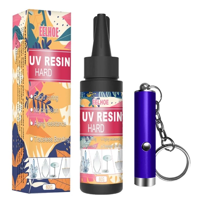 1 Set Epoxy UV Resin Clear Hard Glue Ultraviolet Flashlight Curing Crystal Liquid for DIY Crafts Jewelry Making | Украшения и