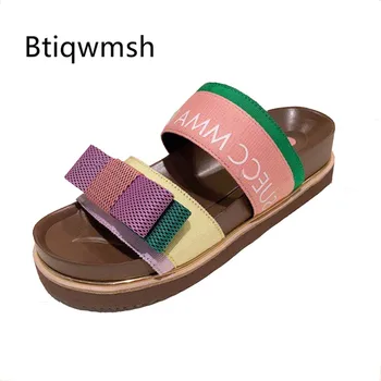 

2020 Fashion Beach Slippers Women Open Toe Butterfly Know Weave Muffin Bottom Shoes Woman Fashion Gladiator Sandals