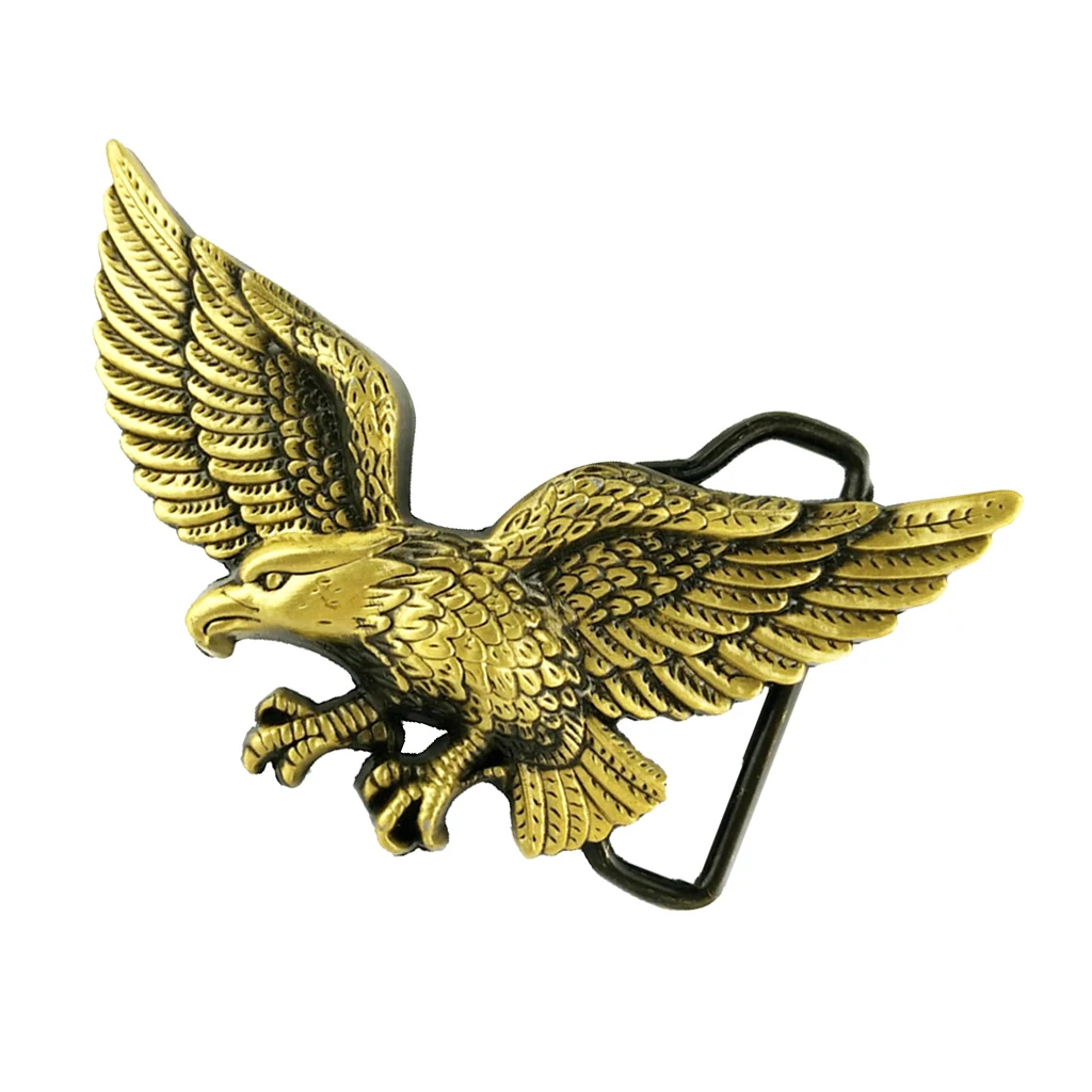 Carved 3D Flying Eagle Pattern Alloy Belt Buckle for Men Cowboy Jean -Bronze