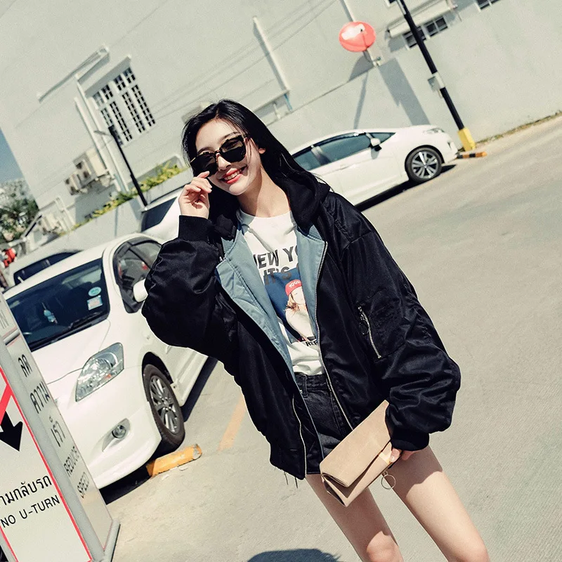 

Main Push Reversible Baseball Uniform Female Sports Trench Coat 2019 New Style Spring And Autumn Days Loose-Fit Students Flight