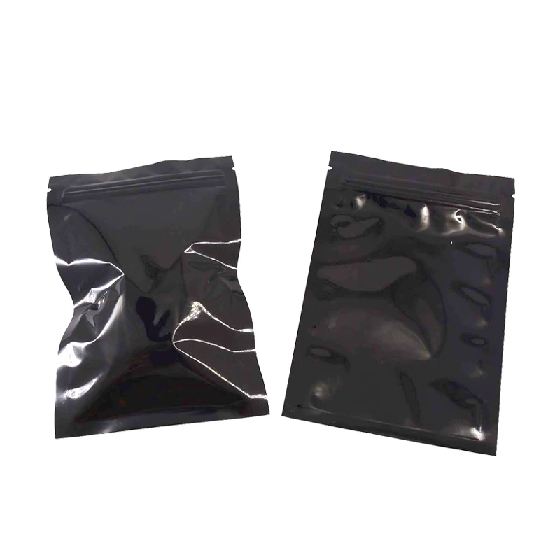 Black Color Zipper Bags Zip lock Pouch Glossy  Plastic Smell Proof Pouch 100 Pcs Small Gift Sample 1g-3.5g Powder Flower Bag 4