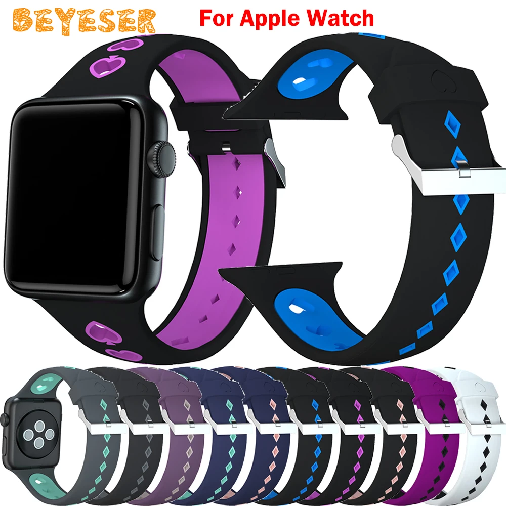

New Fashion Leisure Silicone Strap For Apple Watch 38mm 40mm 42mm 44mm Replacement Smartwatch Watchband Bracelet Accessoreis