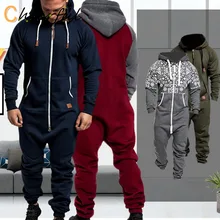 

Pure Color Splicing Men's Jumpsuit Men's Overalls Hoodies Zipper One Piece Playsuit Male Jumpsuits Streetwear Macacao Masculino