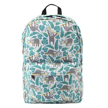 

Women Polyester Backpacks Vintage Female Fashion Teenage Girls Sloths Print Zipper Ladies Backpack Students School Travel Bag