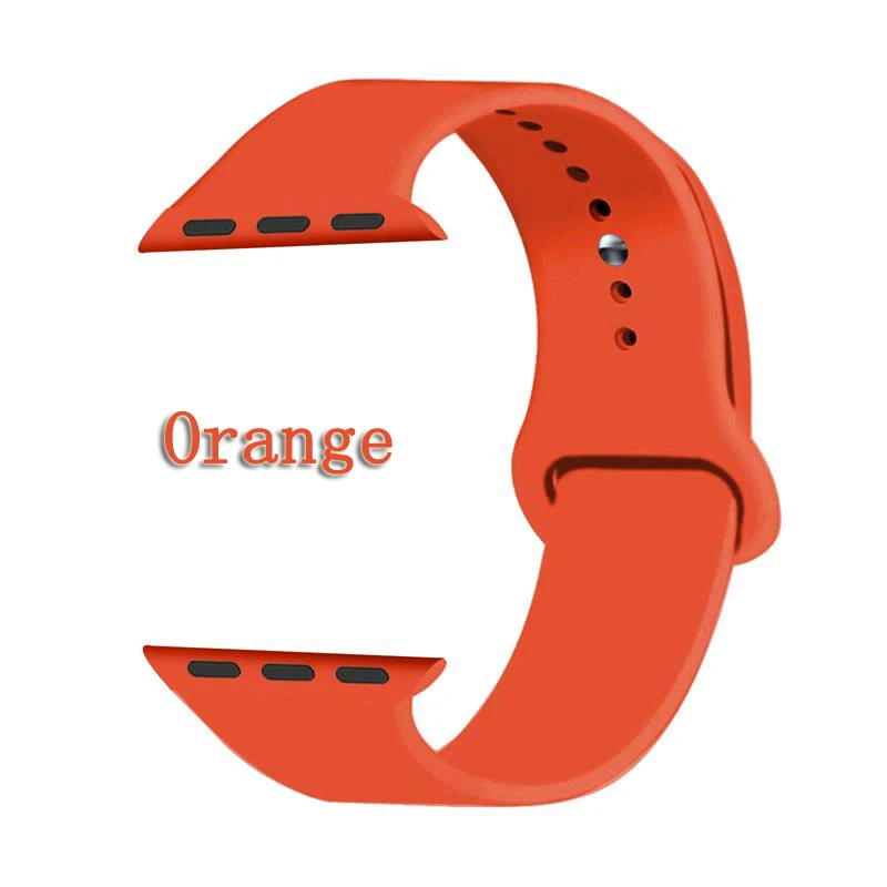 Orange Oulucci Одноцветный ремешок для apple watch 38 мм/40 мм/42 мм/44 мм спортивный ремешок силиконовый ремешок аксессуары для apple watch 5/4/3/2/1 - Цвет ремешка: Orange