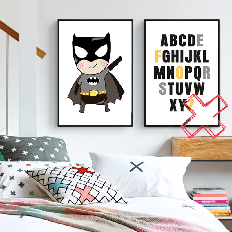 Картина на холсте с принтом мультяшного алфавита ABC постер для детской комнаты