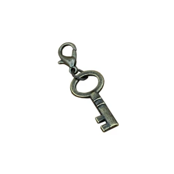 

100Pcs /lots Antique bronze Small keys Charms Bead with Lobster clasp Fit Charm Bracelet Jewelry DIY 11.5x37mm A-323b