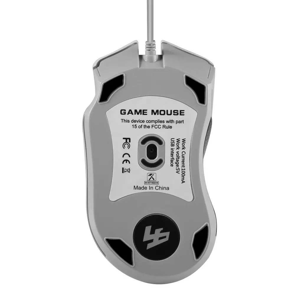 5D 250-4000 DPI 5V 100mA 4 Buttons LED USB Port Interface Wired Optical Gaming Mouse Black White Orange