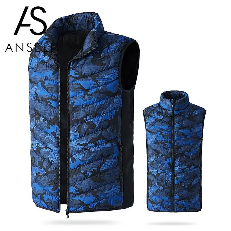 Electric Heated Vest Men Heating Waistcoat Fashion Camouflage Print Padded Thermal Warm Outdoor Jacket Winter USB Heater Gilet | Мужская
