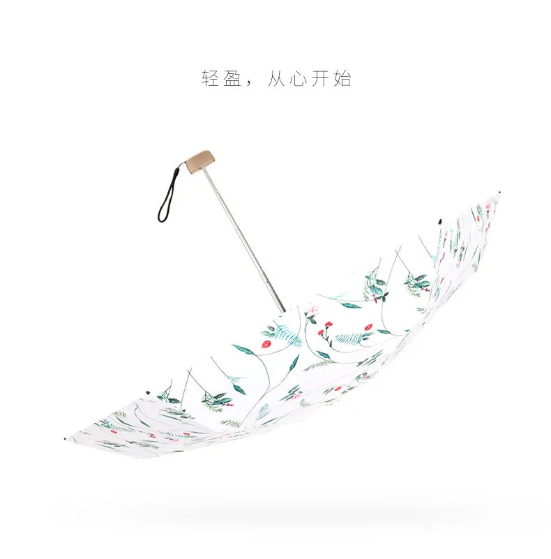 2109 New Products Ultra-Light Five-fold Umbrella Pocket Mini Parasol Sun-resistant Parasol Folding Umbrella Four Colors Flower U