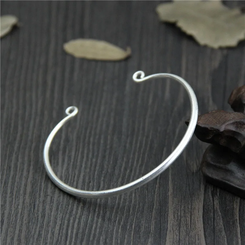 

Silver 925 Jewelry Handmade Fine Bracelet Simple Glossy Open Bracelet with Dropping Trendy Bracelet Lady Classic Bracelet size 3