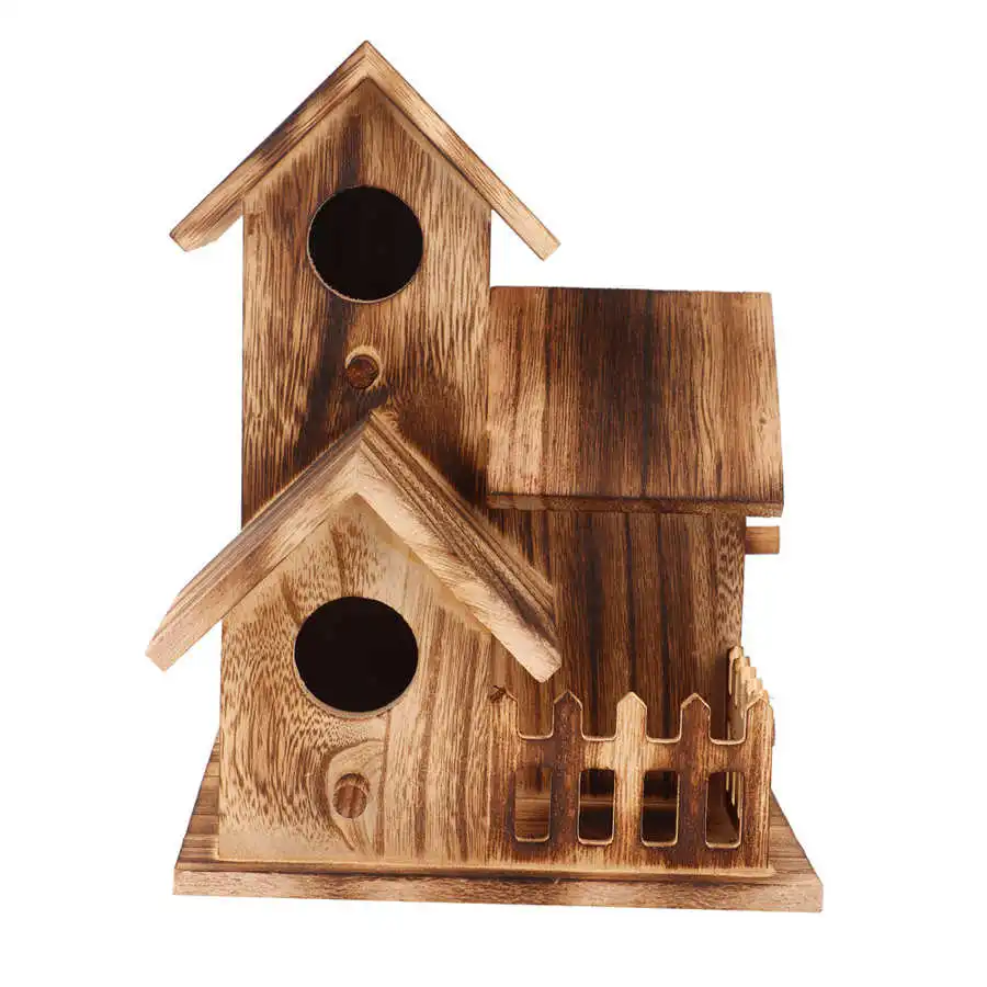 Wooden Bird Feeding Birdhouse Outdoor Garden Bird Nesting Box Pet Supplies Decoration Outdoor Carry Tool bird house bird feeder