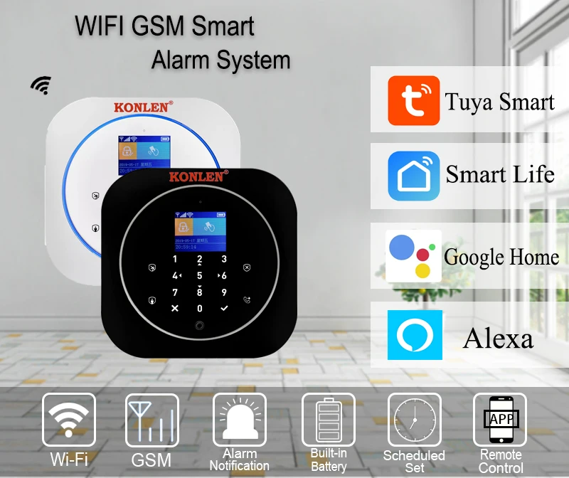 Tuya Smart WI-FI GSM сигнализация Системы безопасности домашняя одежда Беспроводной с Камера Google Home помощника Alexa дом Охранная Анти-кражи приложение